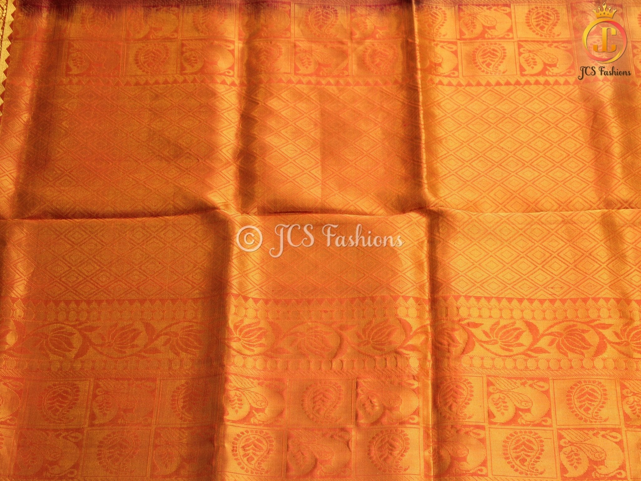 Pure Kanjivaram Silk Saree With fully stitched maggam work Blouse SAREE JCS Fashions