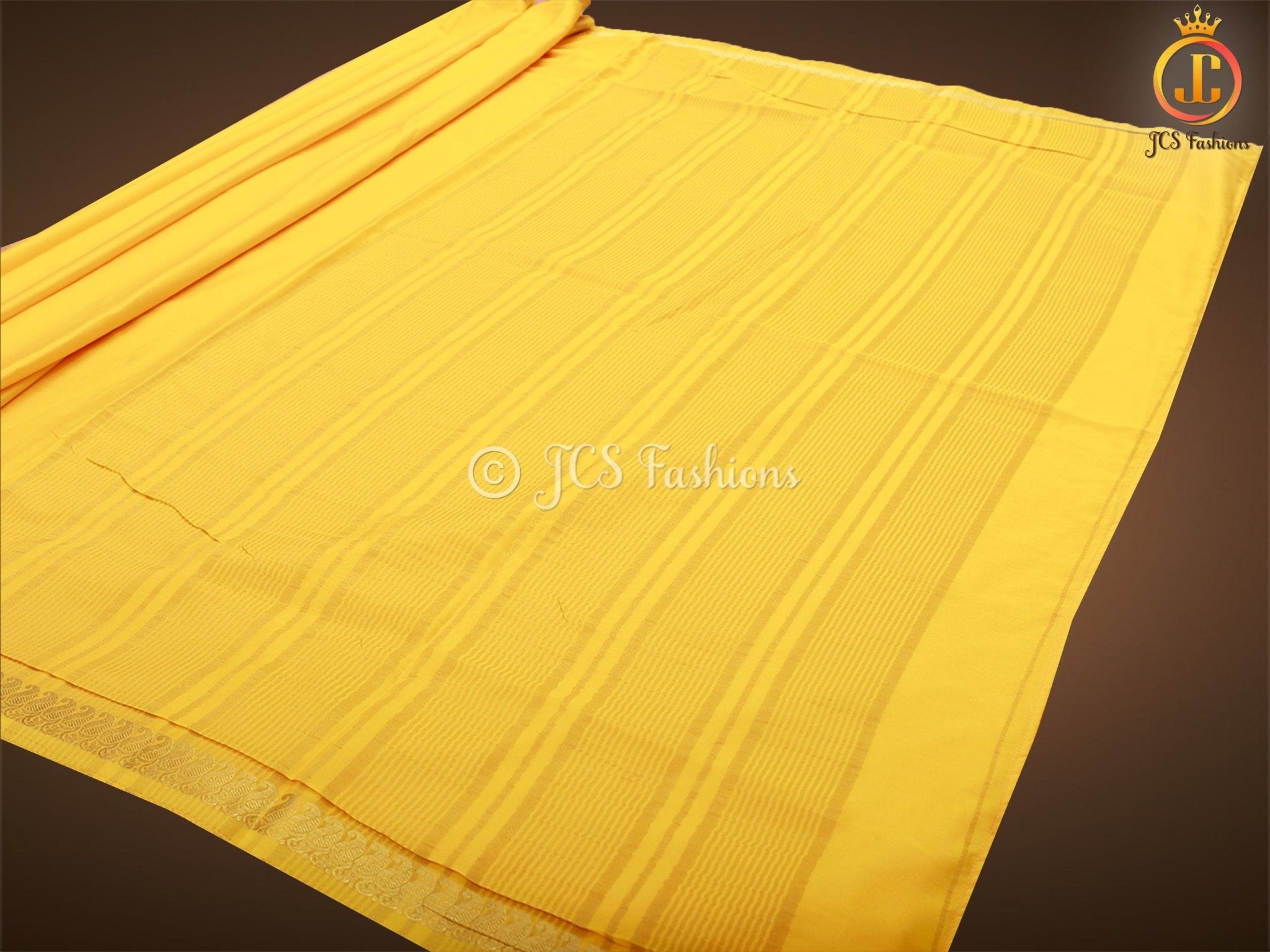 Pure Mysore Silk Saree in Stunning Yellow SAREE JCS Fashions