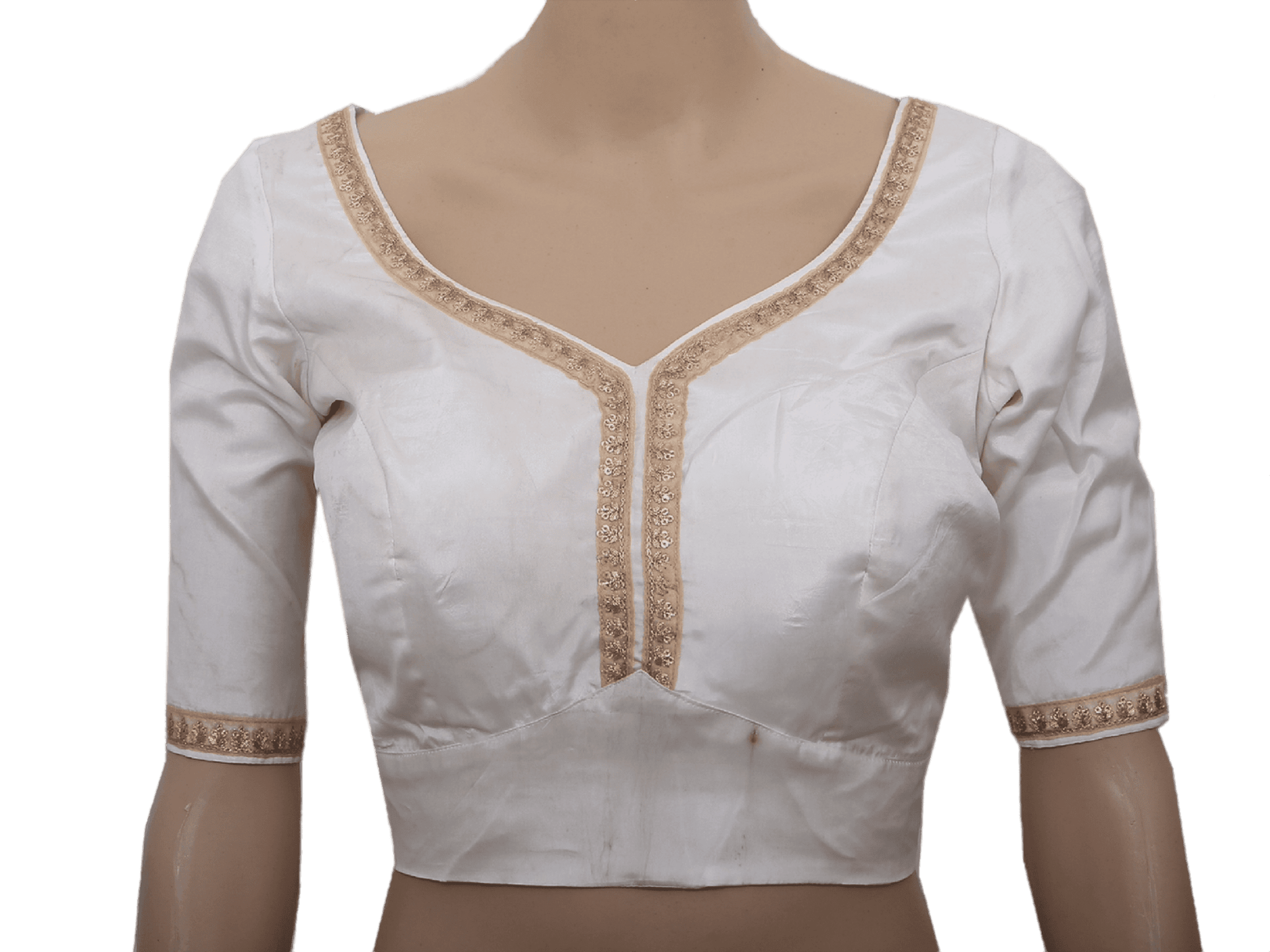 Sabyasashi Cut Ready-Made Blouse for Lehenga and Saree Blouse JCS Fashions White 40