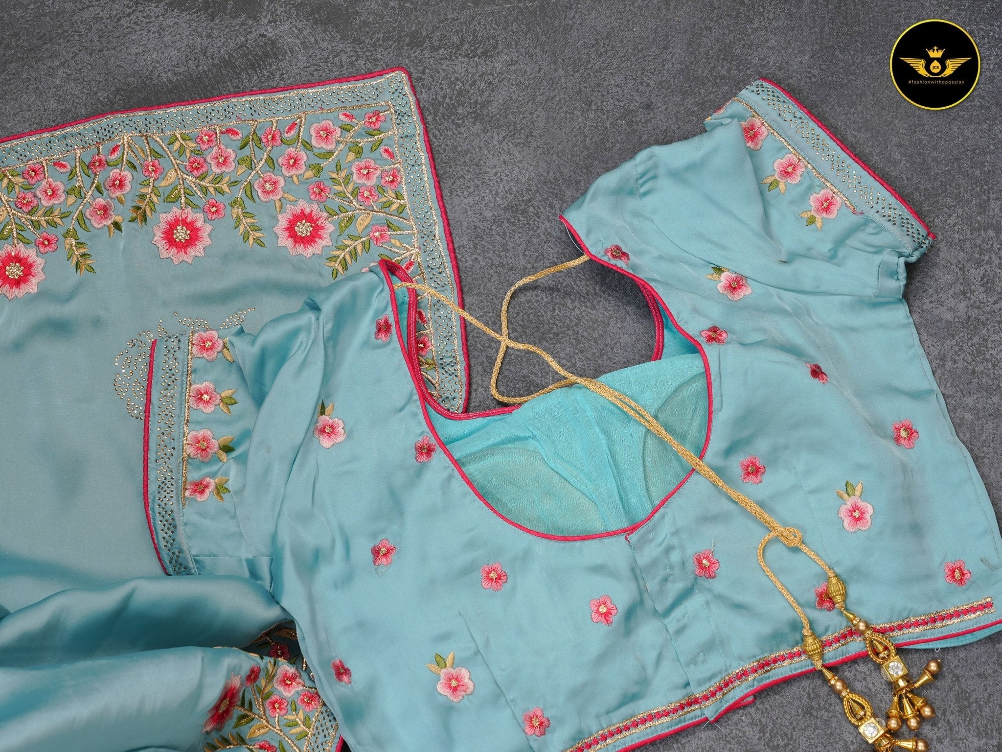 Satin Silk Saree With Swarovski Work and Heavy Border For Women SAREE JCS Fashions