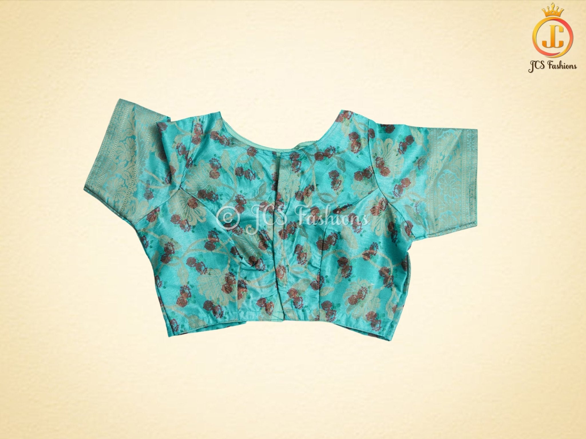 Semi Munga Silk Saree, Weaving and floral Prints. With Fully stitched Blouse SAREE JCS Fashions