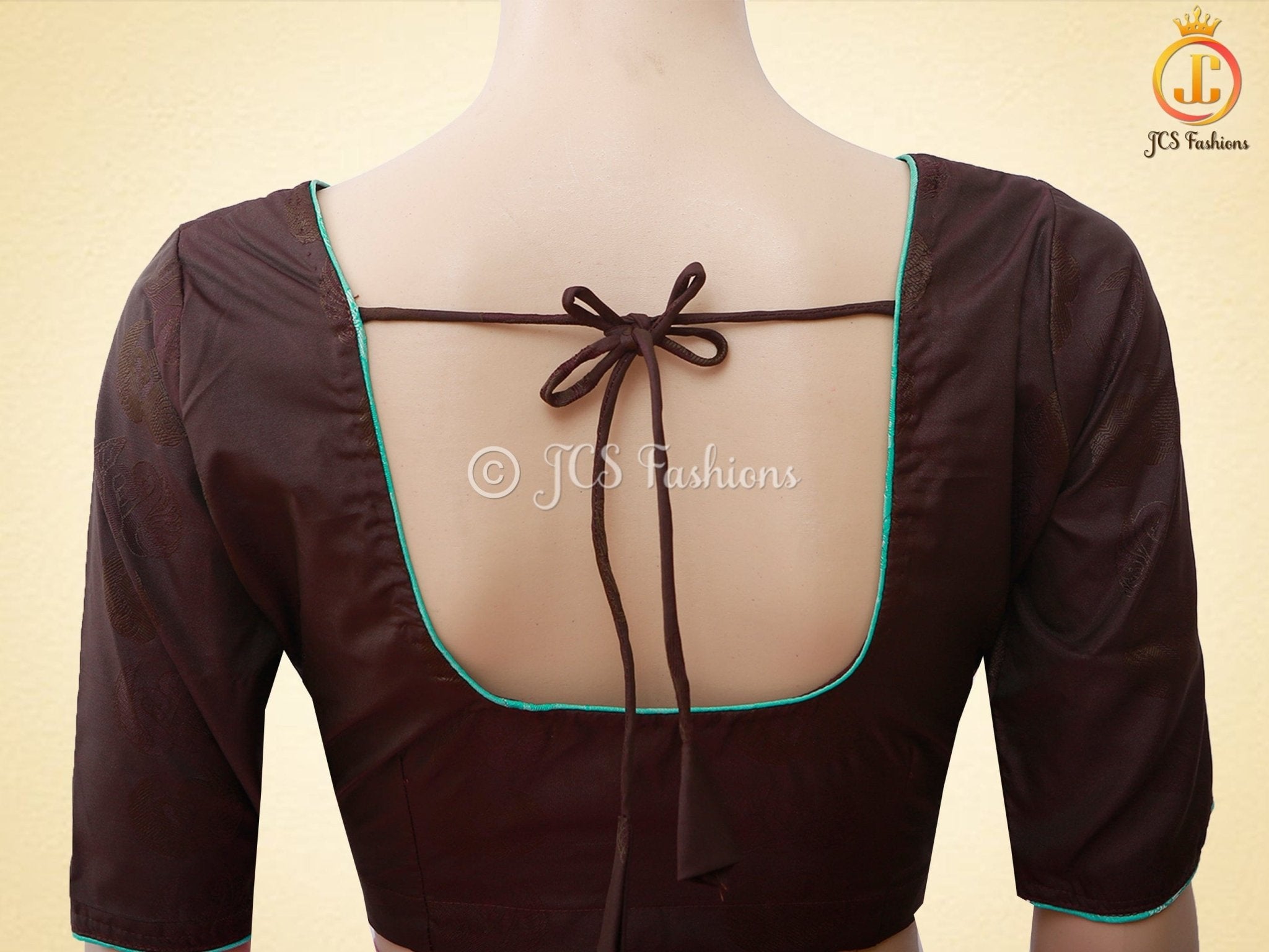 Semi Silk Border Less Saree With Fully Stitched Blouse, Copper Zari SAREE JCS Fashions