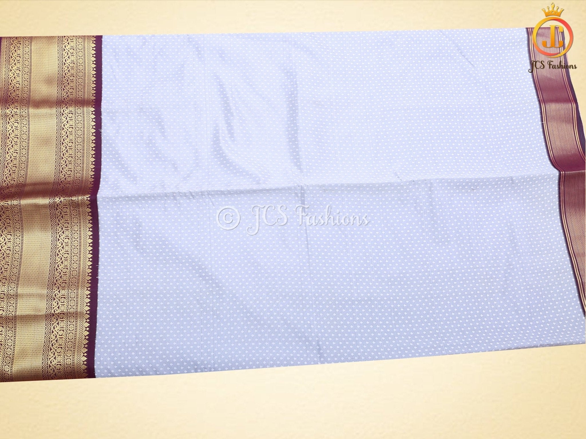 Semi-Silk Saree with Korvai pattern and Maggam Work Blouse SAREE JCS Fashions