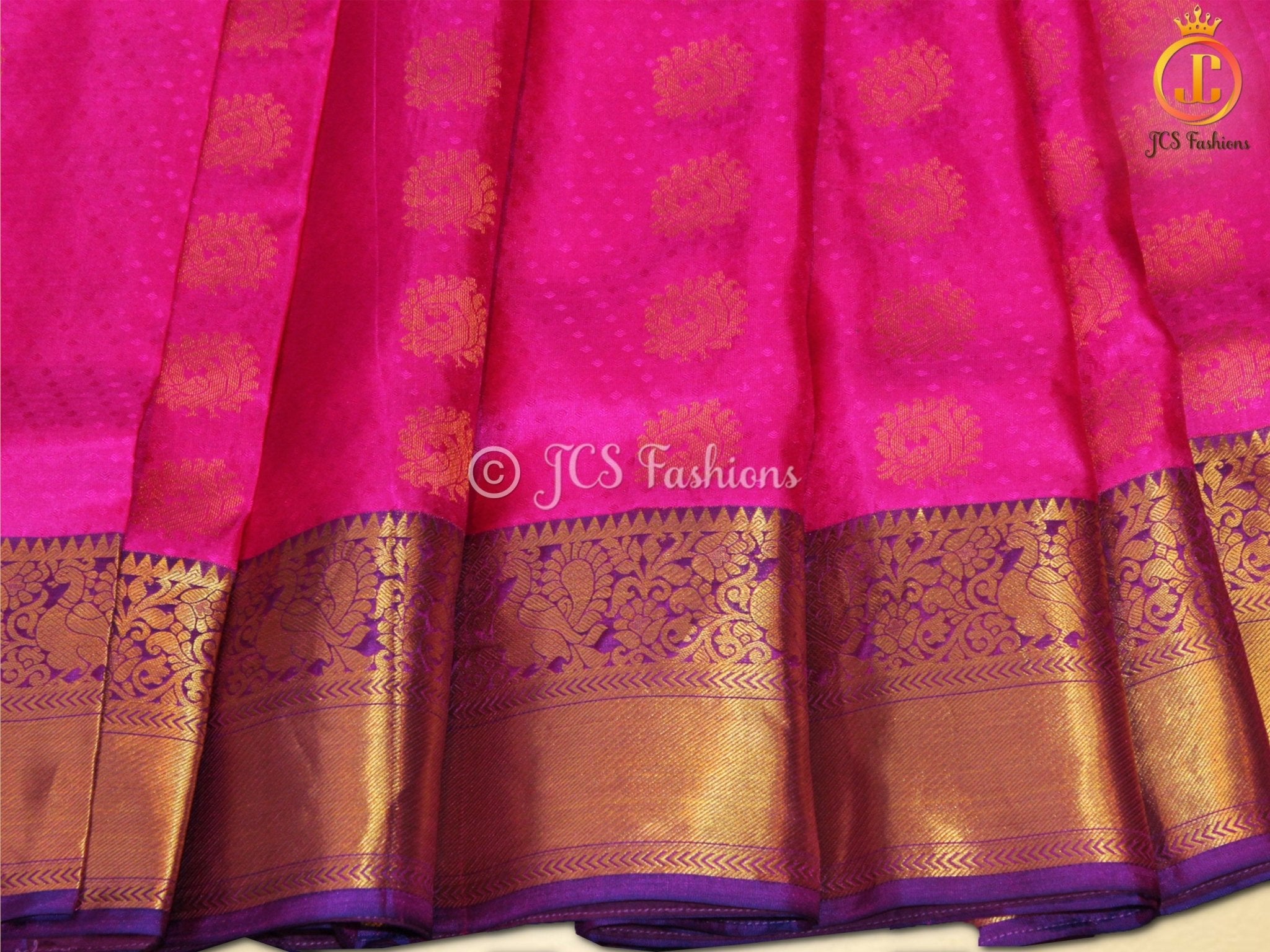 SILK MARK CERTIFIED, Kanjivaram Handloom Silk Saree With Rich Pallu SAREE JCS Fashions