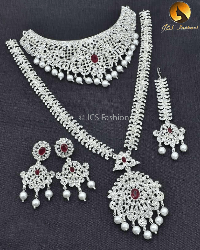 Silver Polish Jewelry Set - Sparkle in Style with JCS Fashions Jewelry JCS Fashions White and pink