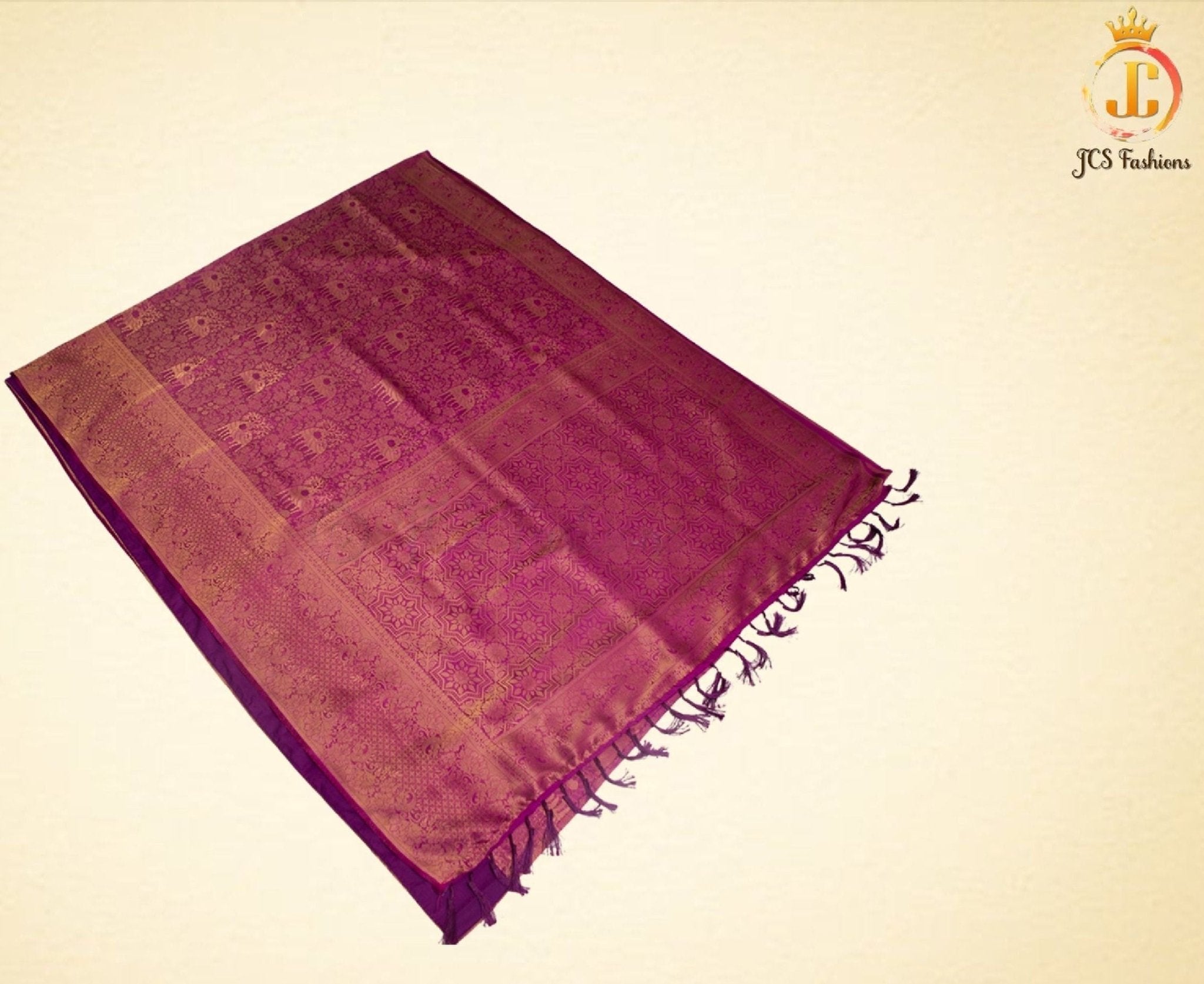 Soft Silk Saree, Wine Color, Silk Weaving, Fully Stitched blouse SAREE JCS Fashions