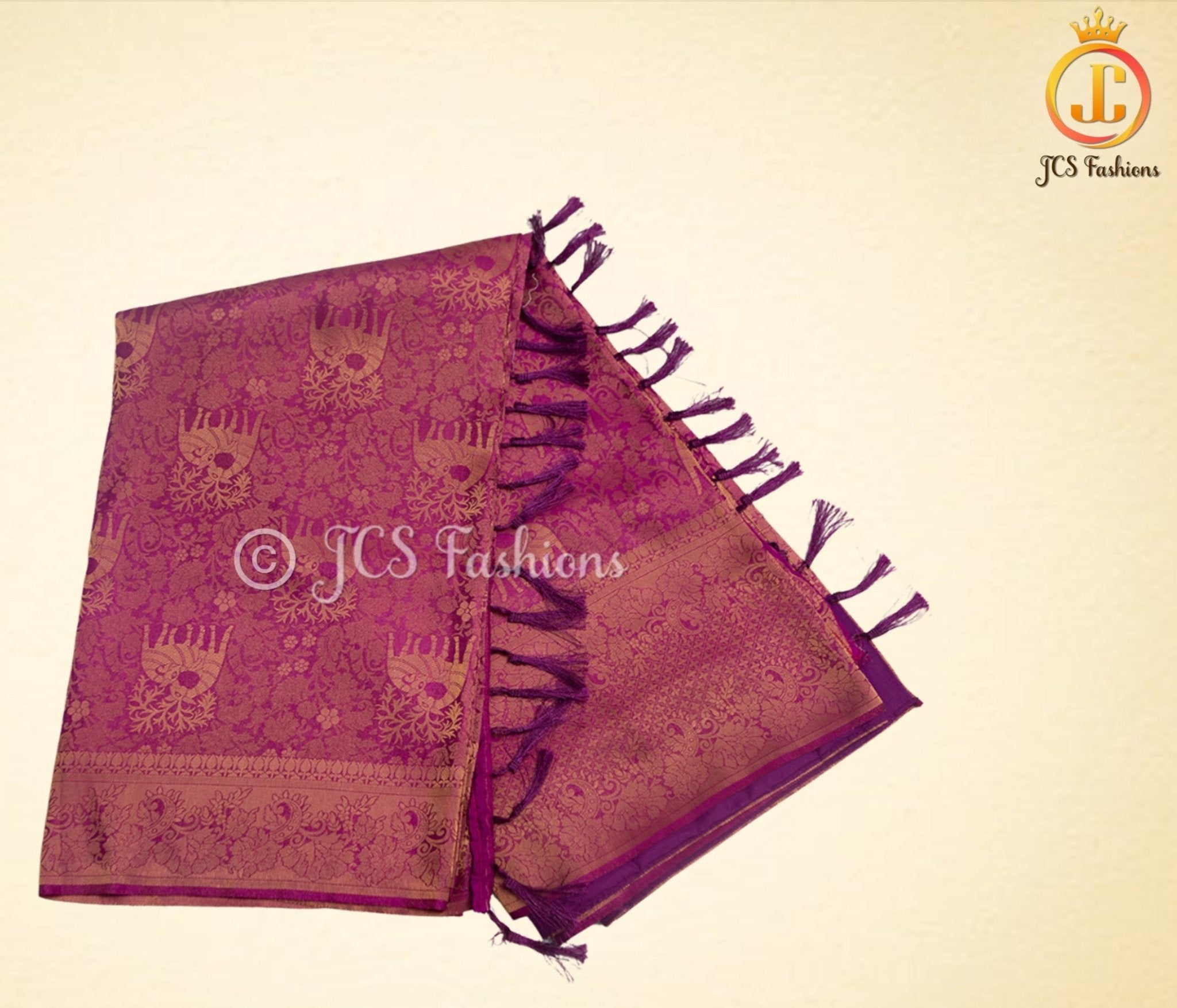 Soft Silk Saree, Wine Color, Silk Weaving, Fully Stitched blouse SAREE JCS Fashions