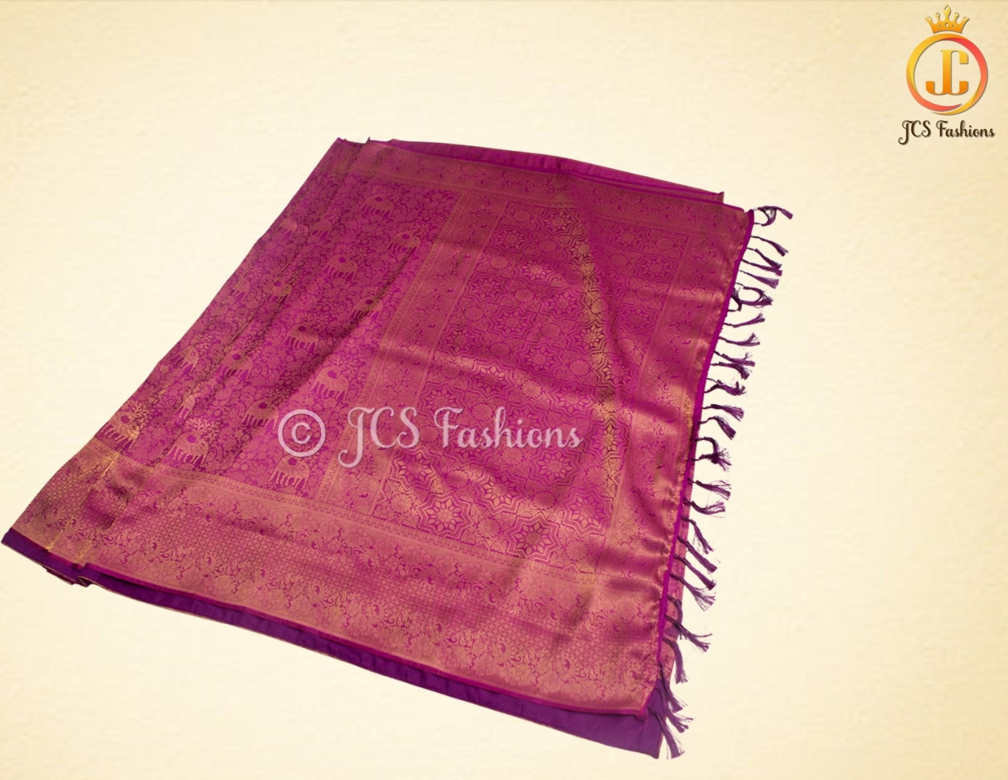 Soft Silk Saree, Wine Color, Silk Weaving, Fully Stitched blouse SAREE JCS Fashions Wine 5.5 meters