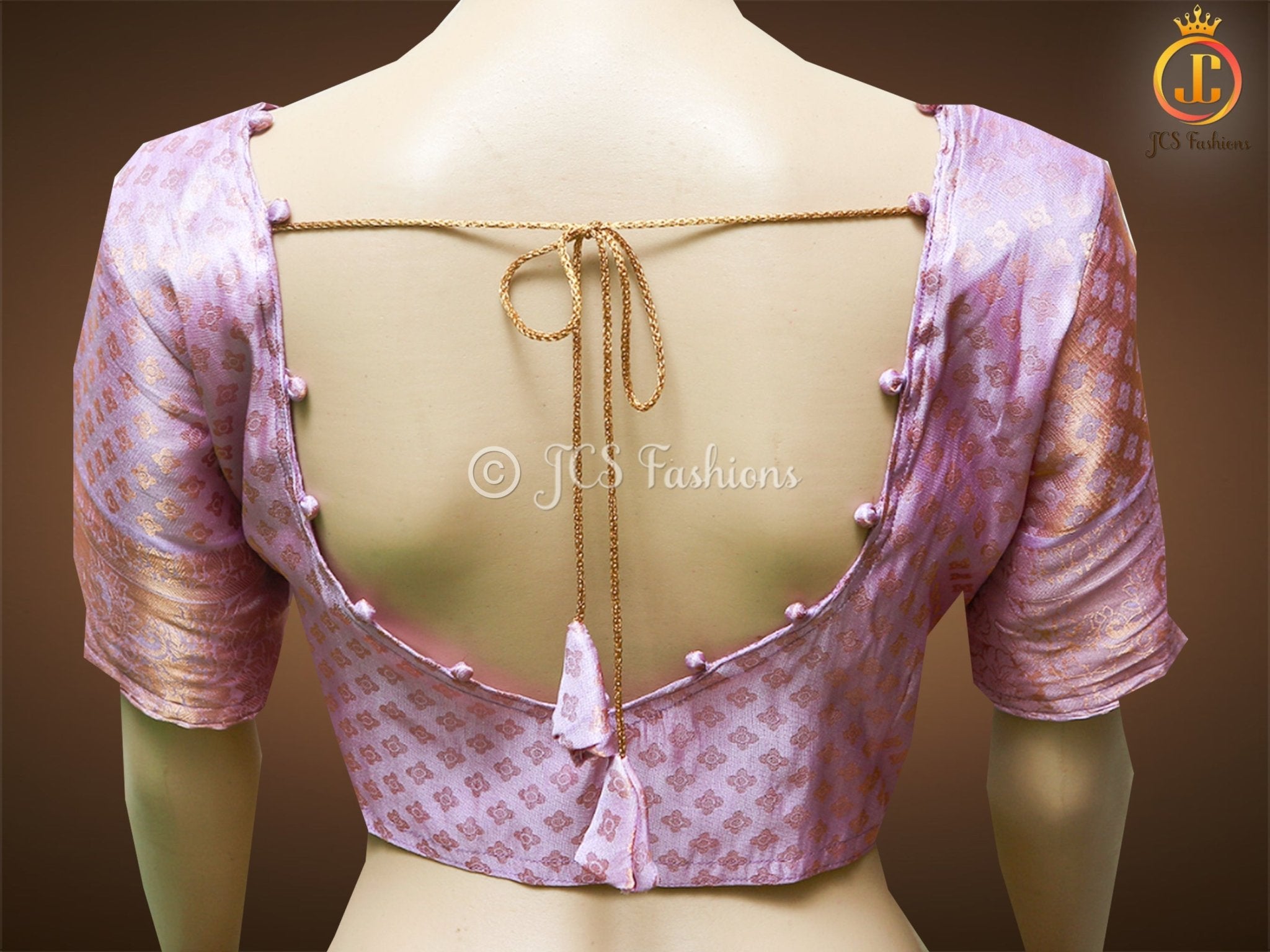 Soft Silk Saree with Full Gold zari Weaving in Baby Pink, Fully stitched blouse SAREE JCS Fashions