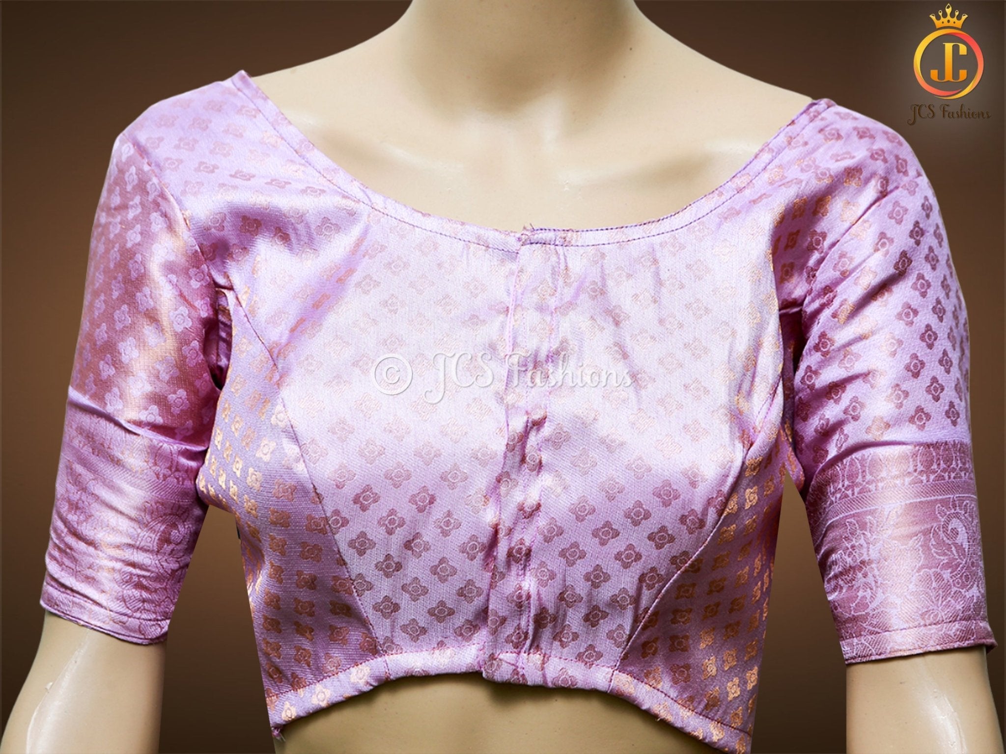 Soft Silk Saree with Full Gold zari Weaving in Baby Pink, Fully stitched blouse SAREE JCS Fashions