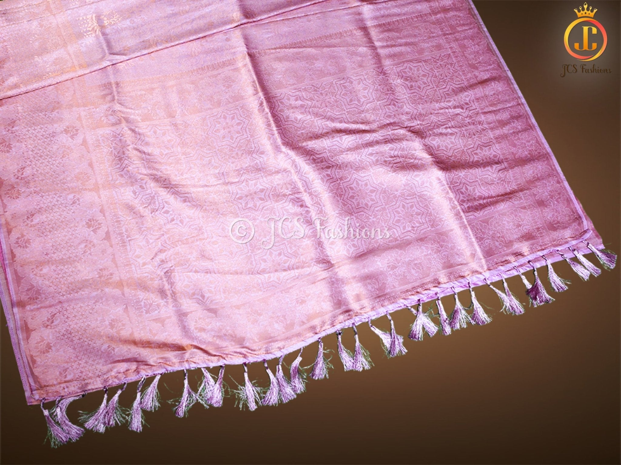 Soft Silk Saree with Full Gold zari Weaving in Baby Pink, Fully stitched blouse SAREE JCS Fashions