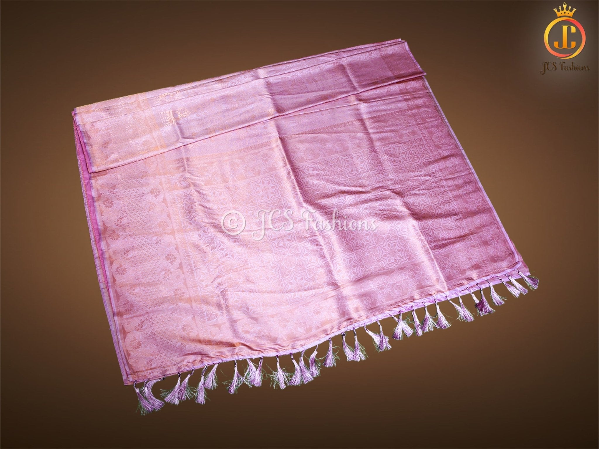 Soft Silk Saree with Full Gold zari Weaving in Baby Pink, Fully stitched blouse SAREE JCS Fashions
