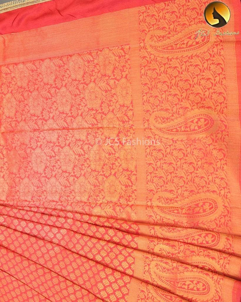 Soft Silk Saree With Zari woven border and pallu Saree JCS Fashions Red 5.5 meters