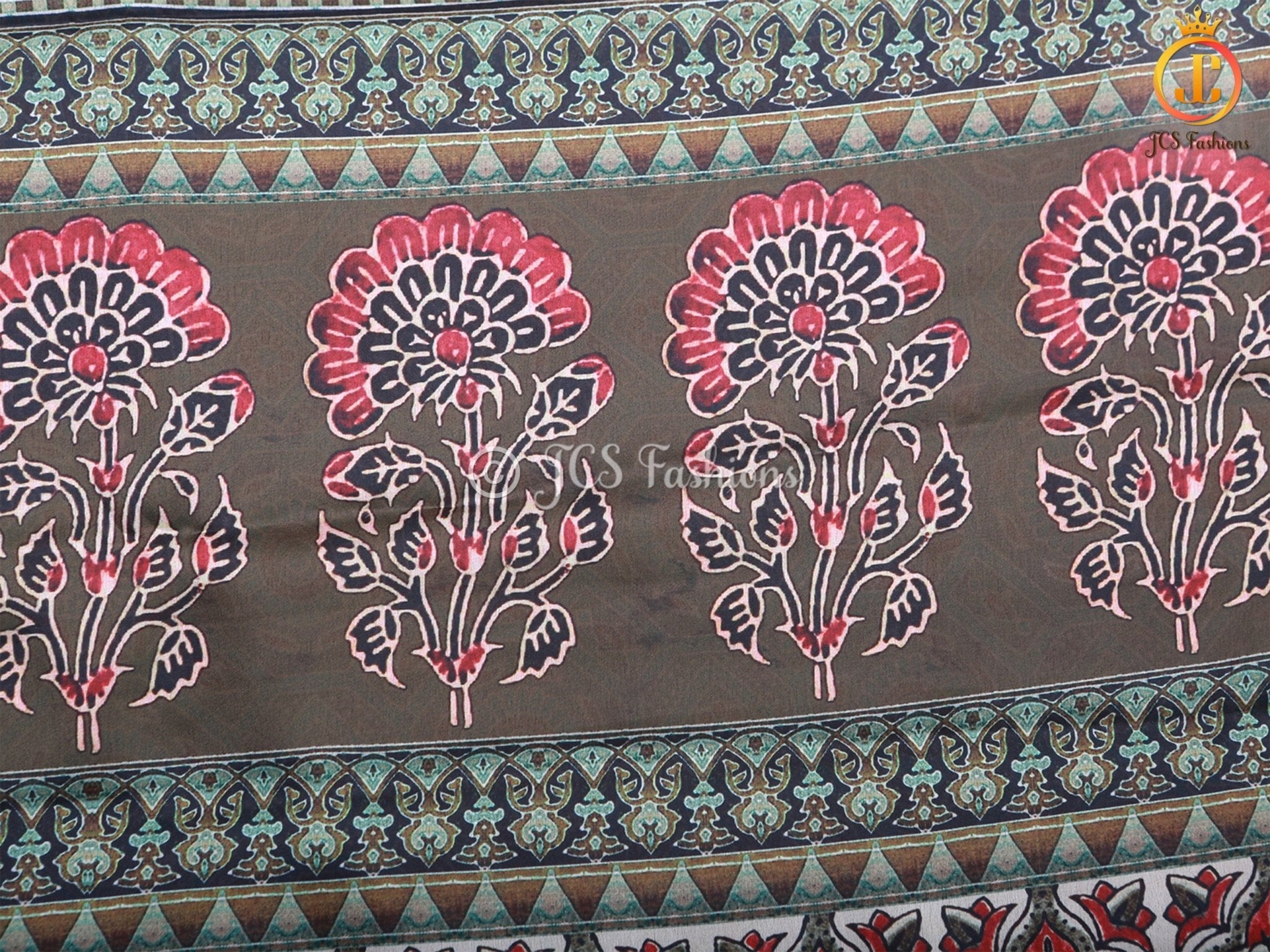 Soft Silky Smooth Crepe Silk Sarees With Contrast Digitally Printed Blouse SAREE JCS Fashions