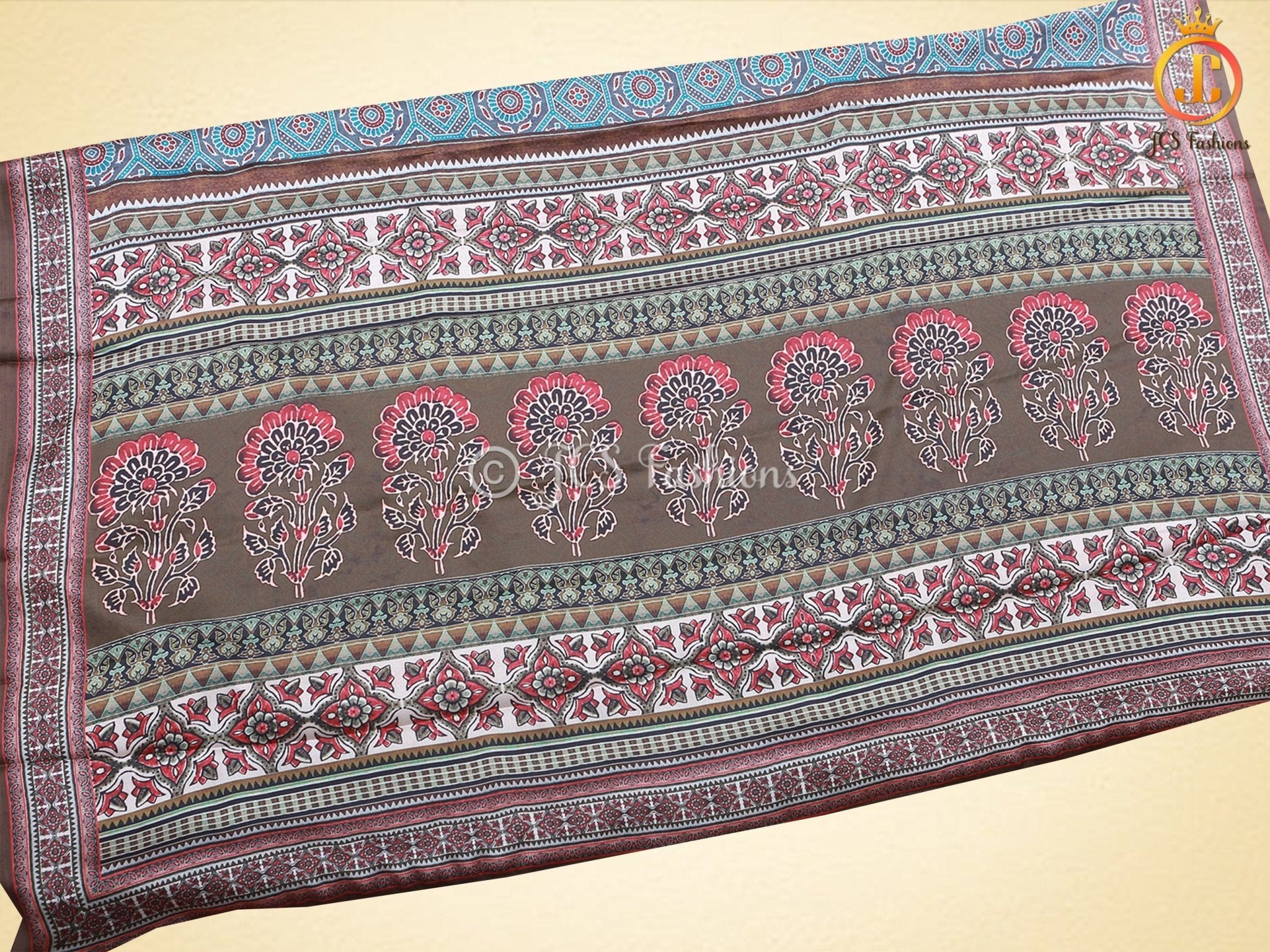 Soft Silky Smooth Crepe Silk Sarees With Contrast Digitally Printed Blouse SAREE JCS Fashions