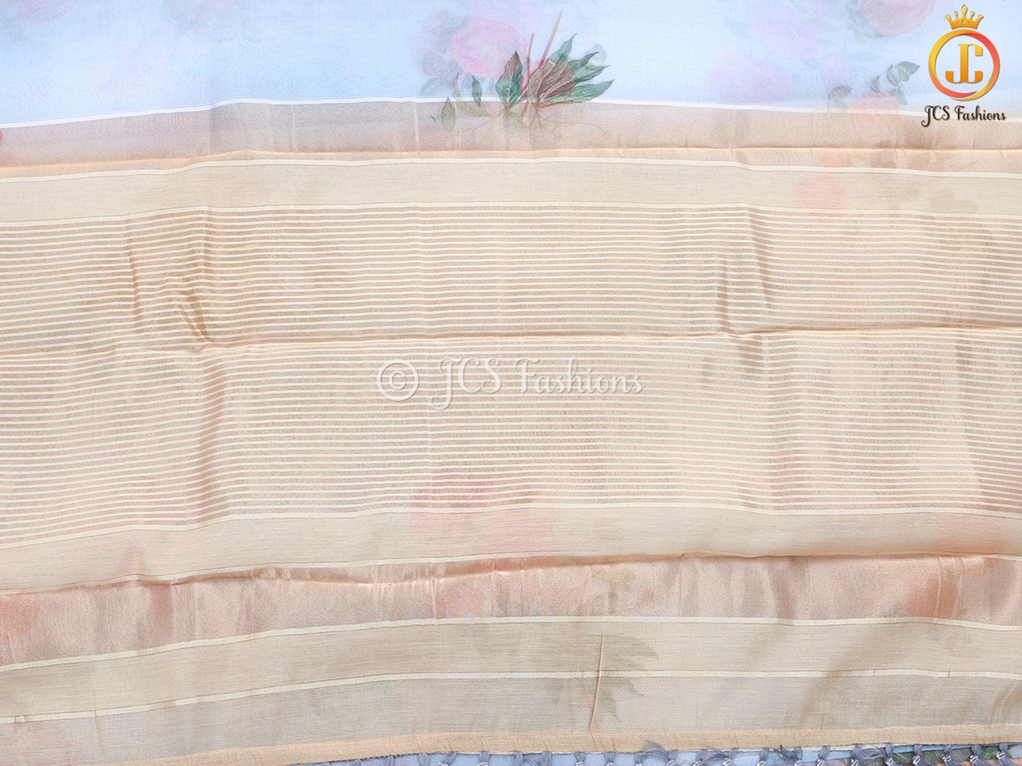 Stunning Pure Handloom Organza Printed Saree with Fully Stitched Printed Blouse SAREE JCS Fashions