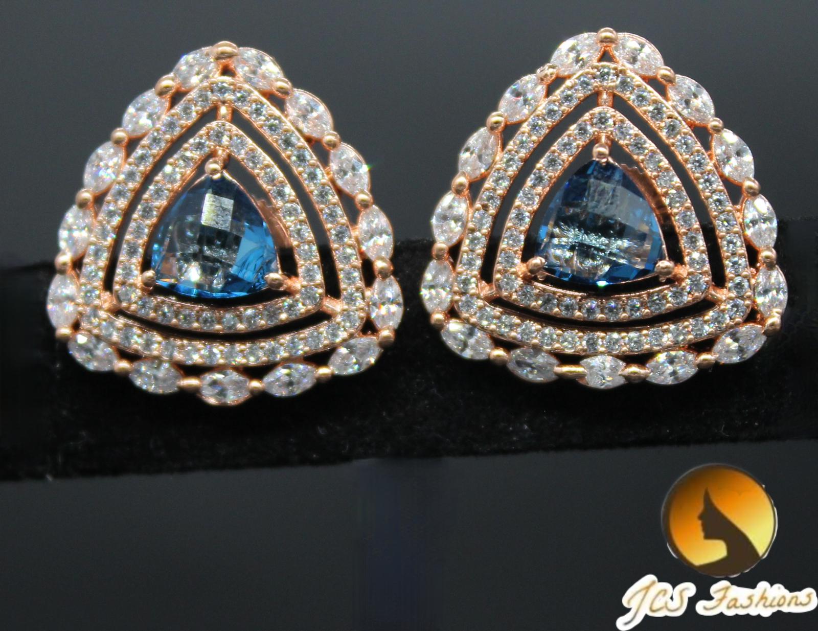 Very elegant, Beautiful and light weight Stone Stud earring Jewelry JCS Fashions Blue