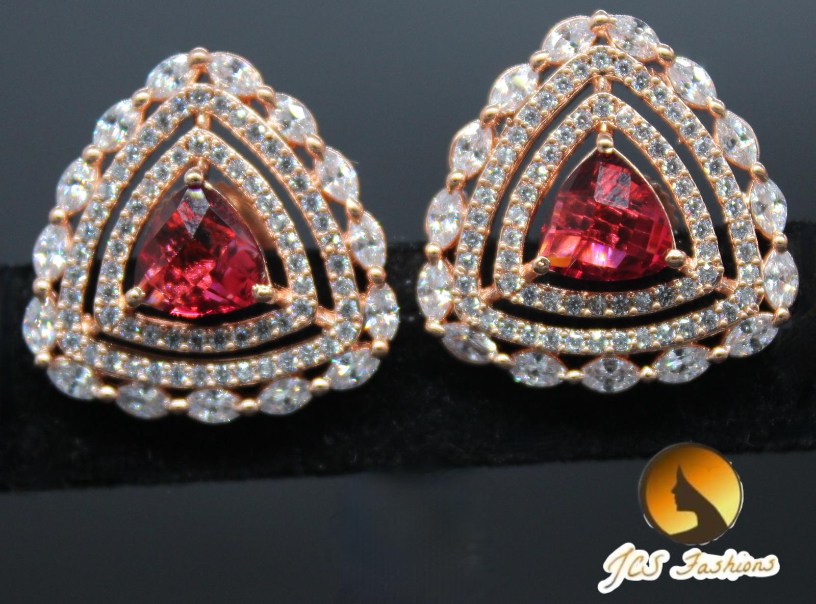 Very elegant, Beautiful and light weight Stone Stud earring Jewelry JCS Fashions Red