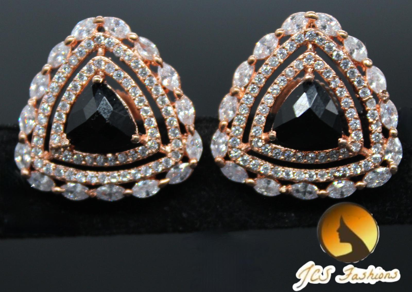 Very elegant, Beautiful and light weight Stone Stud earring Jewelry JCS Fashions Black