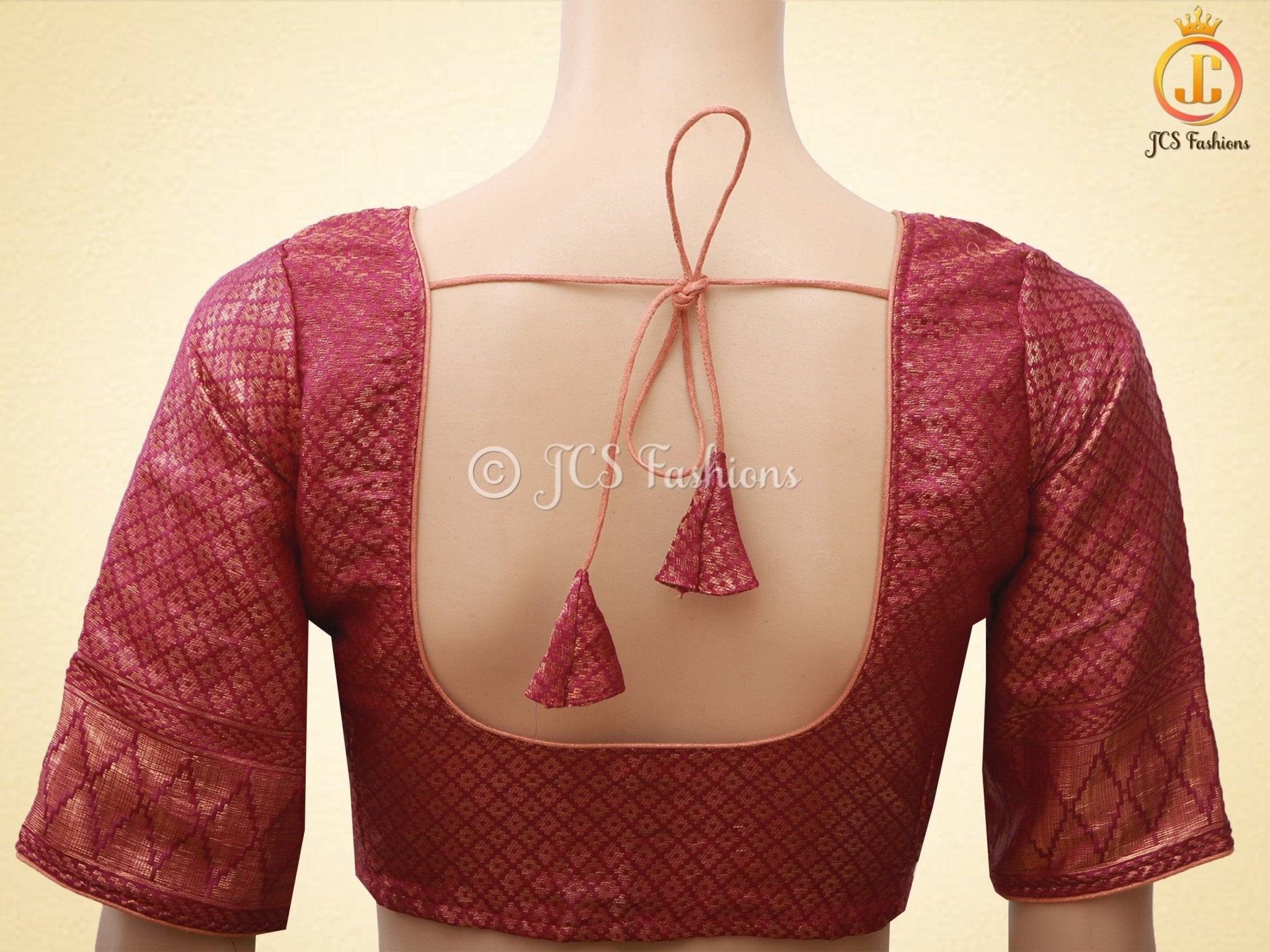 Wine Color Soft Semi - Silk Saree With stitched Blouse - JCS Fashions