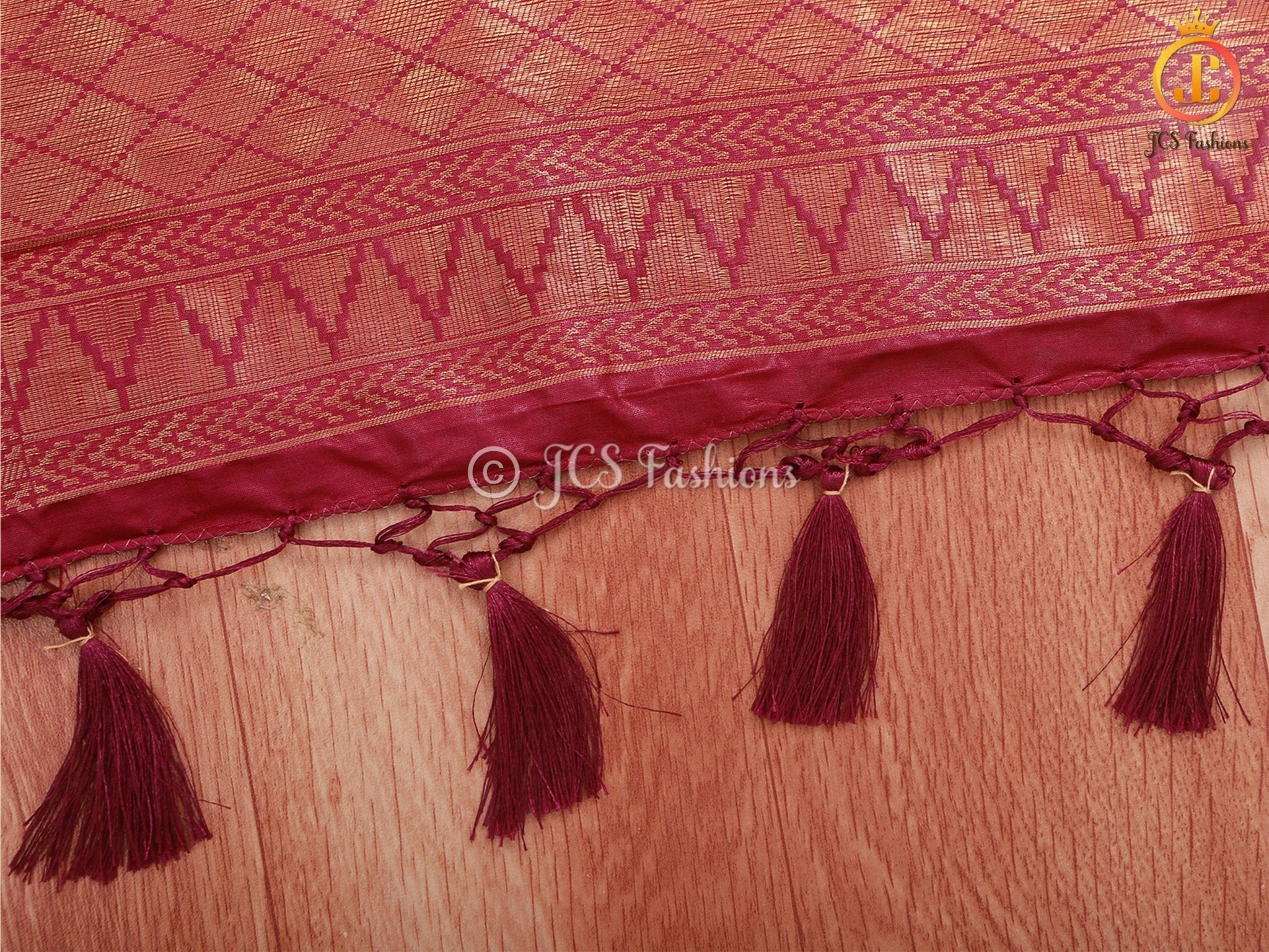 Wine Color Soft Semi-Silk Saree With stitched Blouse SAREE JCS Fashions