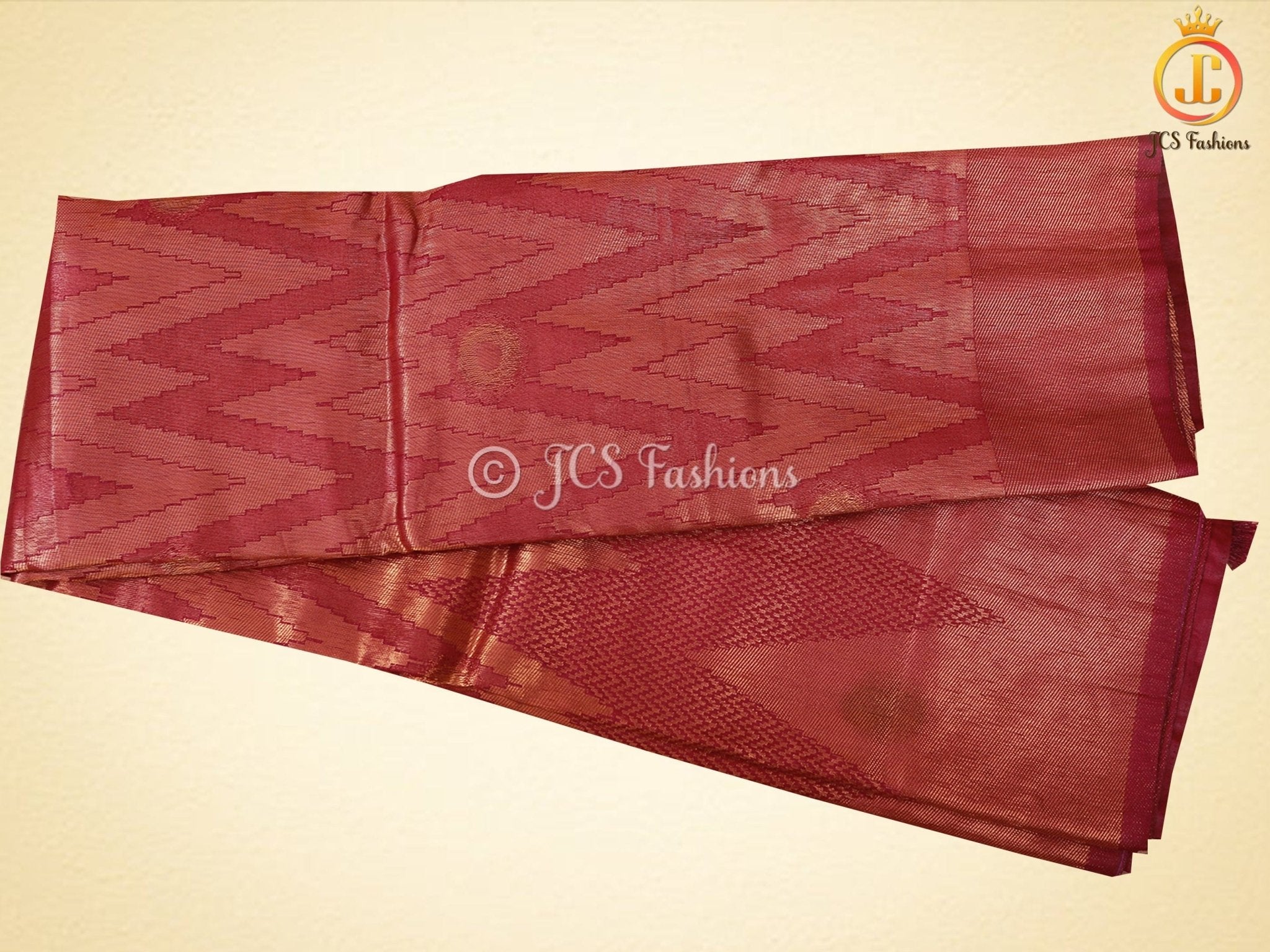 Wine Color Soft Semi-Silk Saree With stitched Blouse SAREE JCS Fashions