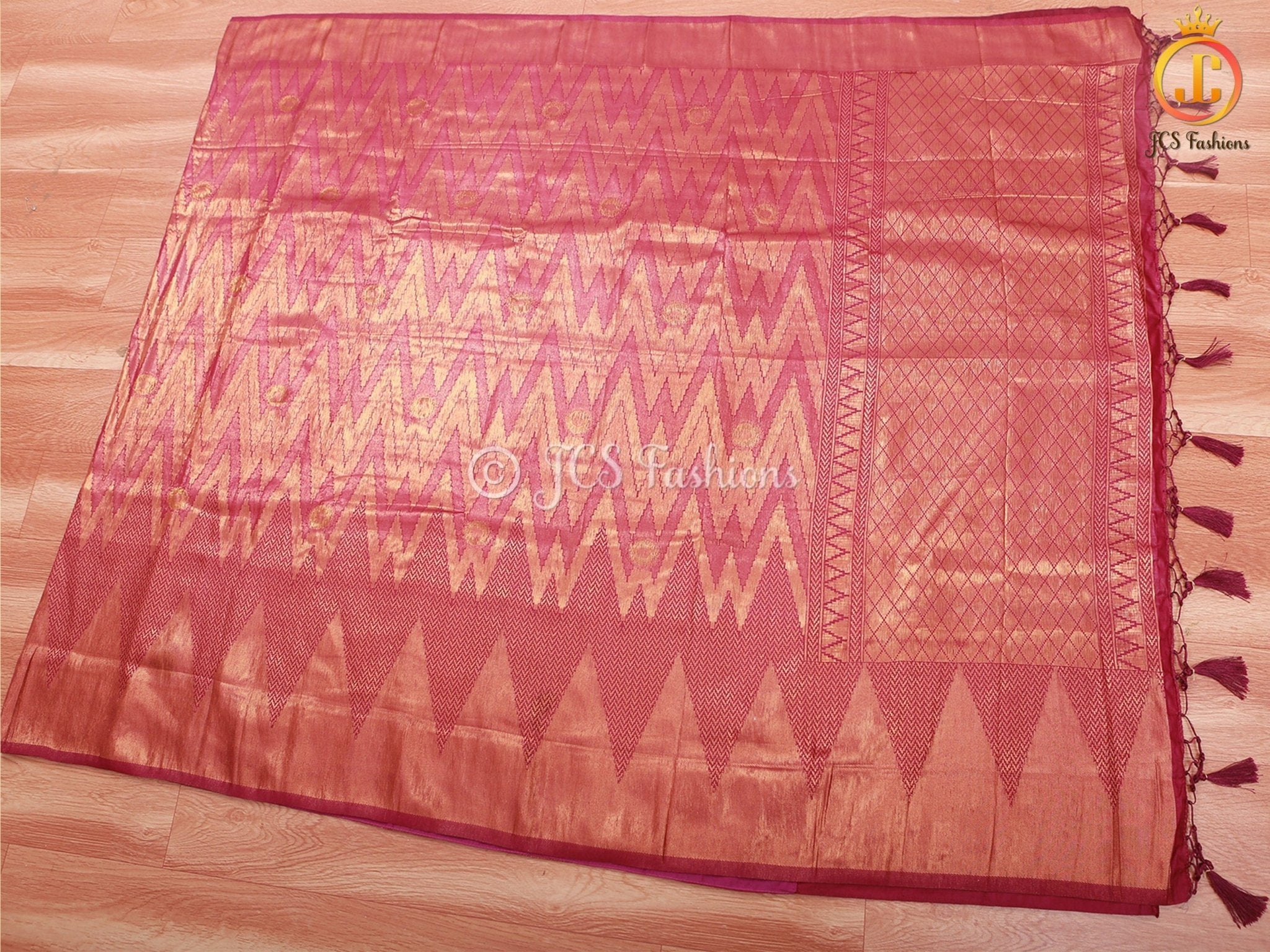 Wine Color Soft Semi-Silk Saree With stitched Blouse SAREE JCS Fashions