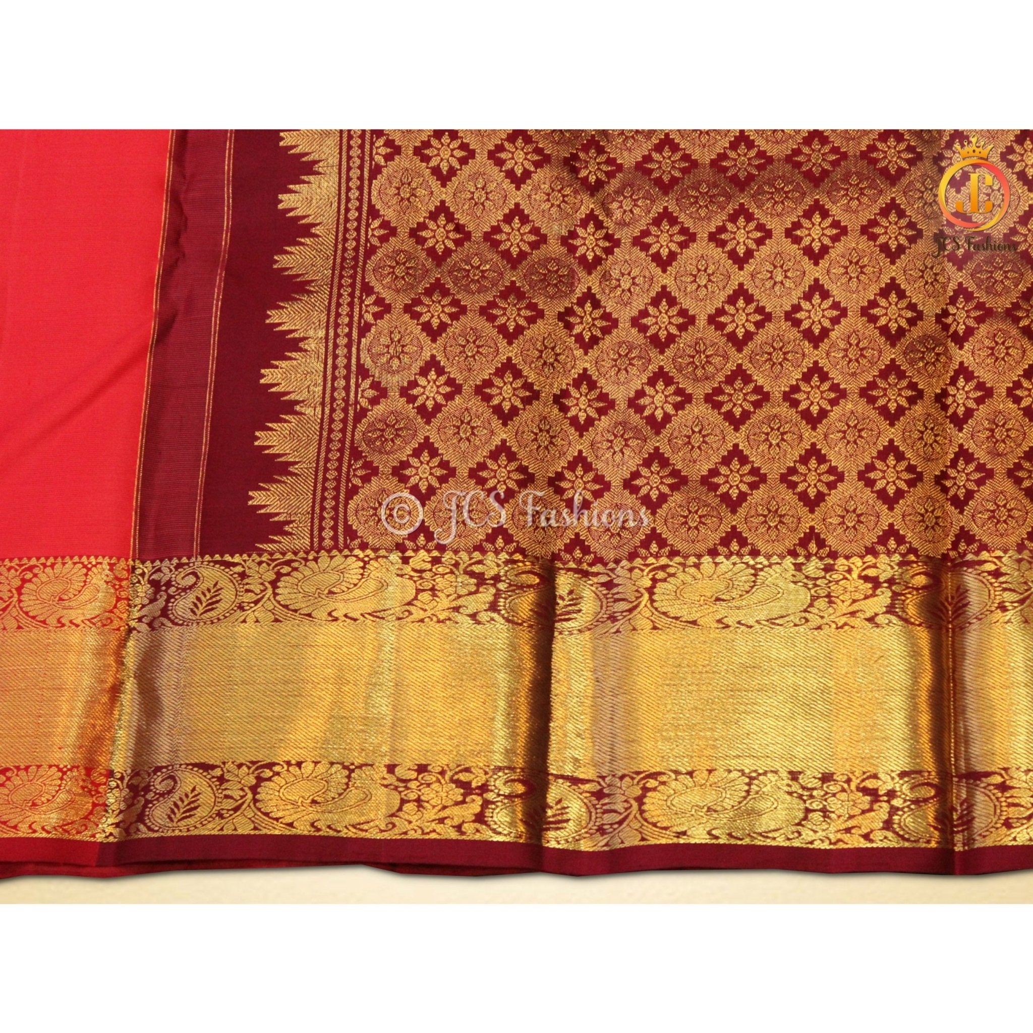 Women Pure Kanchipuram Silk Saree With Rich Pallu SAREE JCS Fashions