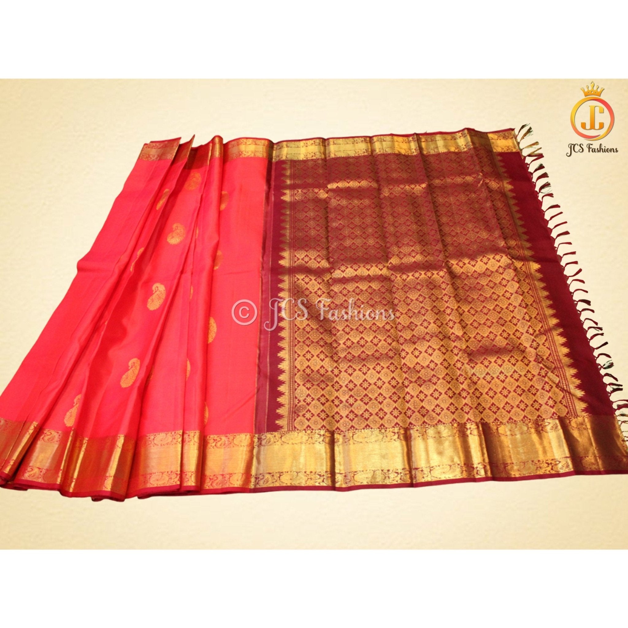 Women Pure Kanchipuram Silk Saree With Rich Pallu SAREE JCS Fashions