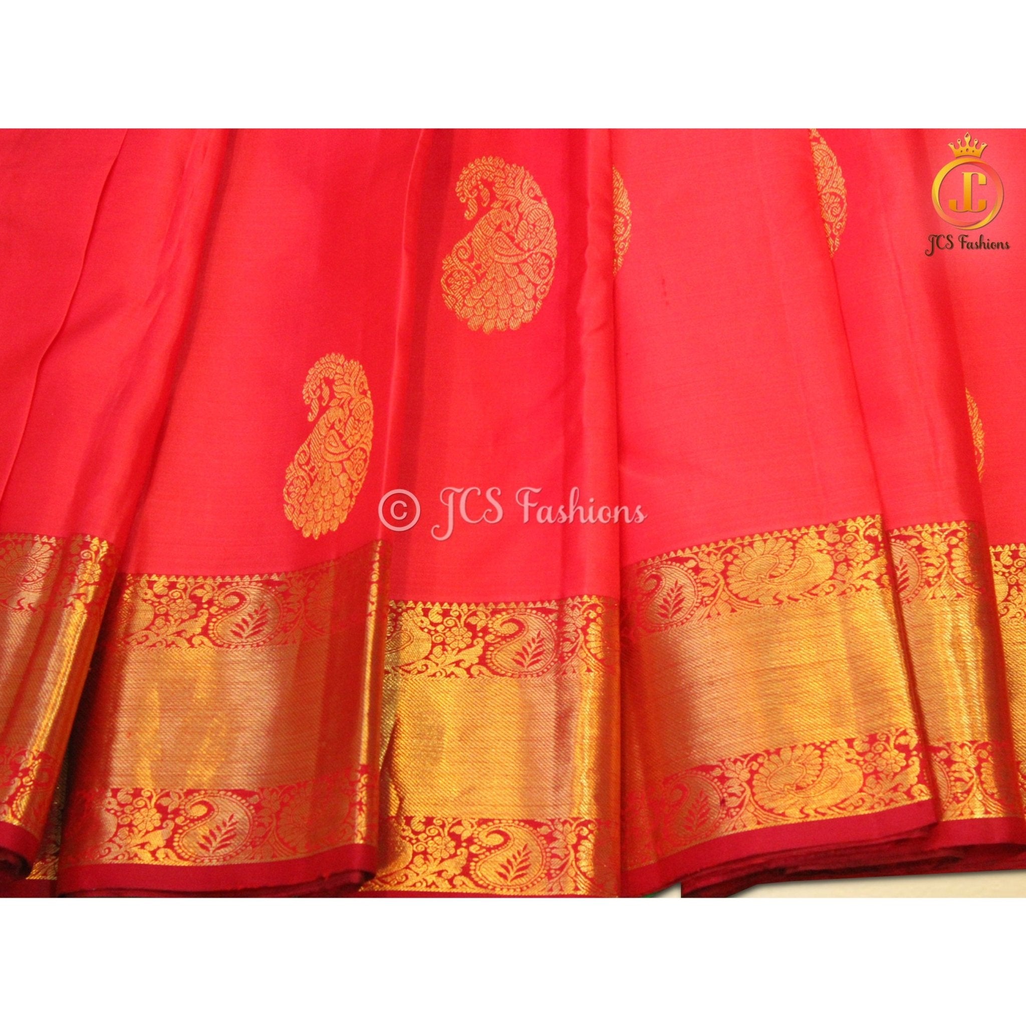 Women Pure Kanchipuram Silk Saree With Rich Pallu SAREE JCS Fashions Red + Maroon 5.5 meters