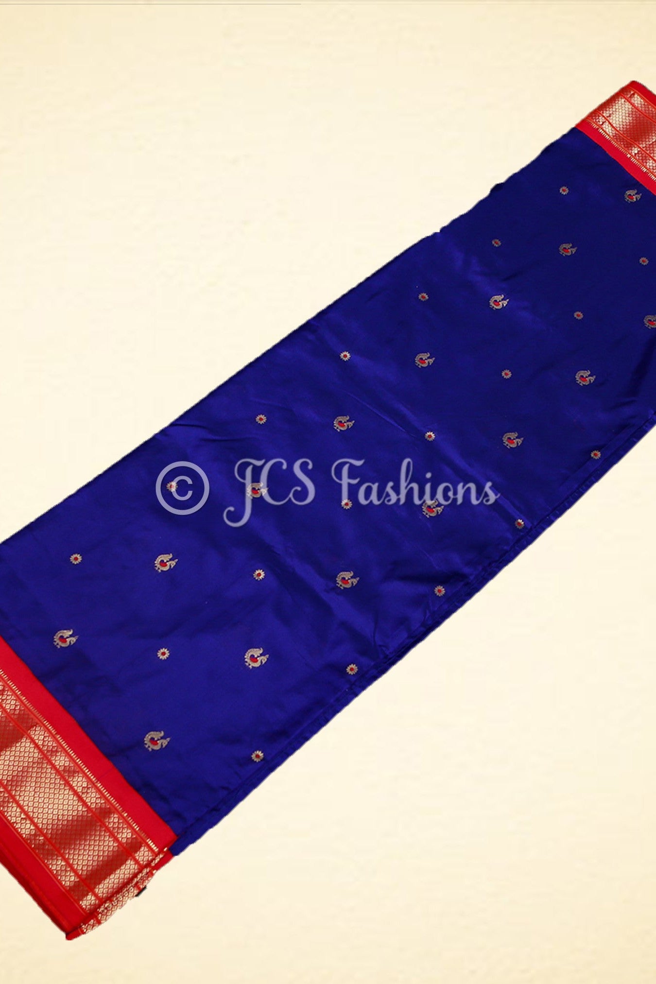 Yeola Paithani Silk Saree, Purple and Red, Fully stitched blouse SAREE JCS Fashions