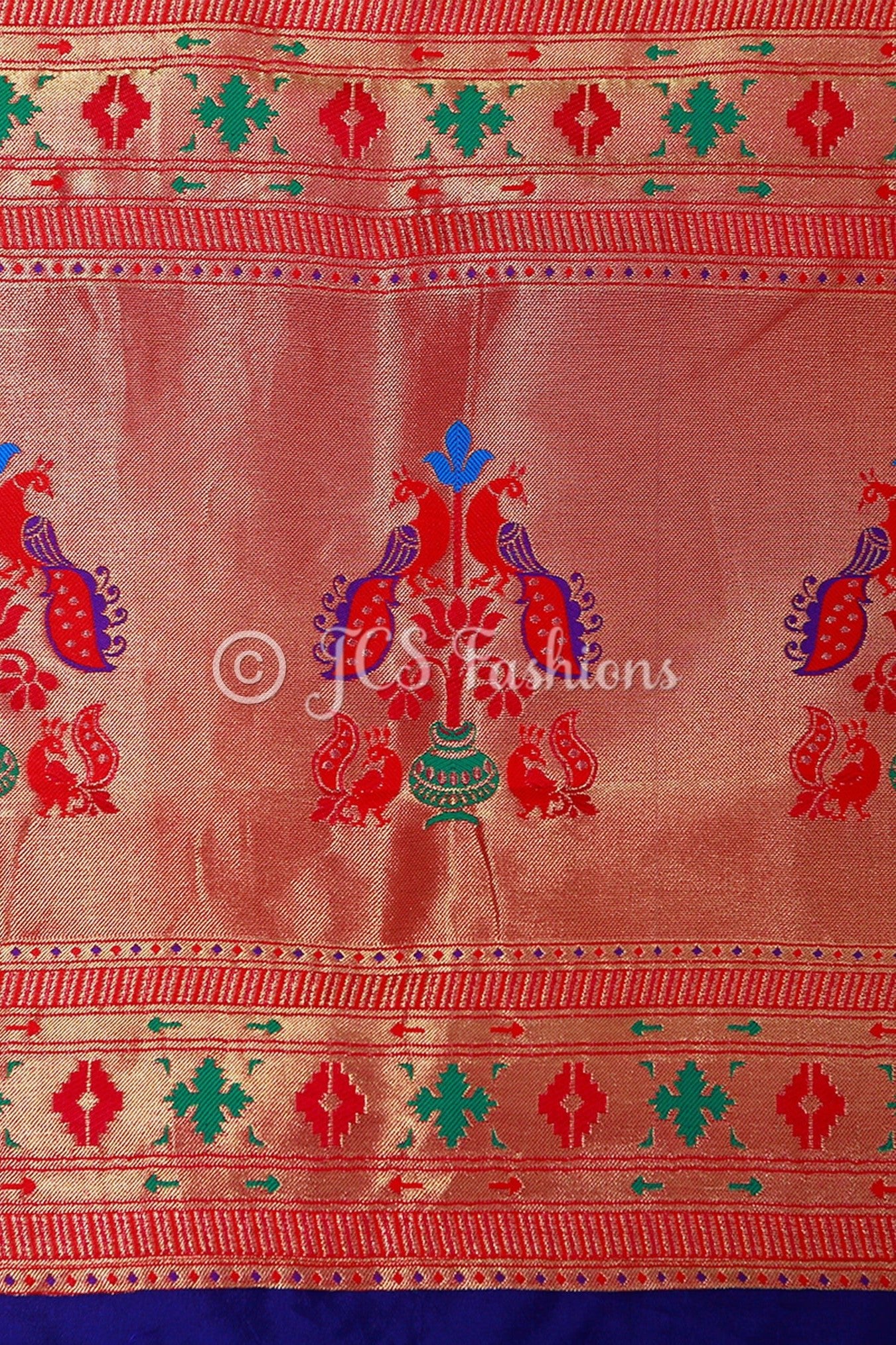 Yeola Paithani Silk Saree, Purple and Red, Fully stitched blouse SAREE JCS Fashions