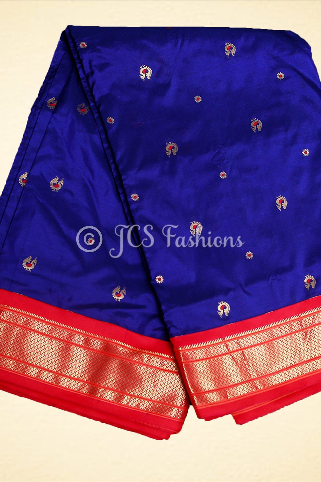 Yeola Paithani Silk Saree, Purple and Red, Fully stitched blouse SAREE JCS Fashions