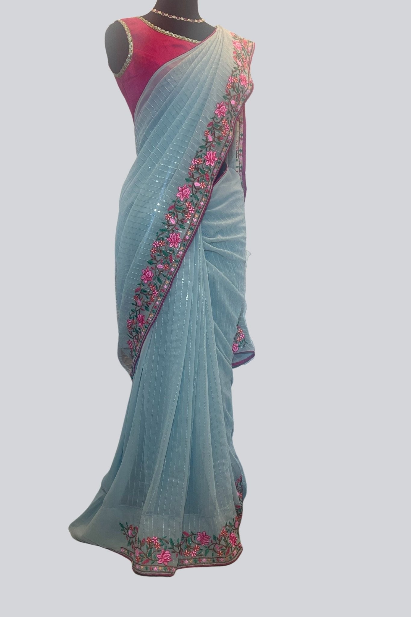 Dazzling georgette sequins saree — Diwali festive Indian wear at JCS Fashions Milpitas