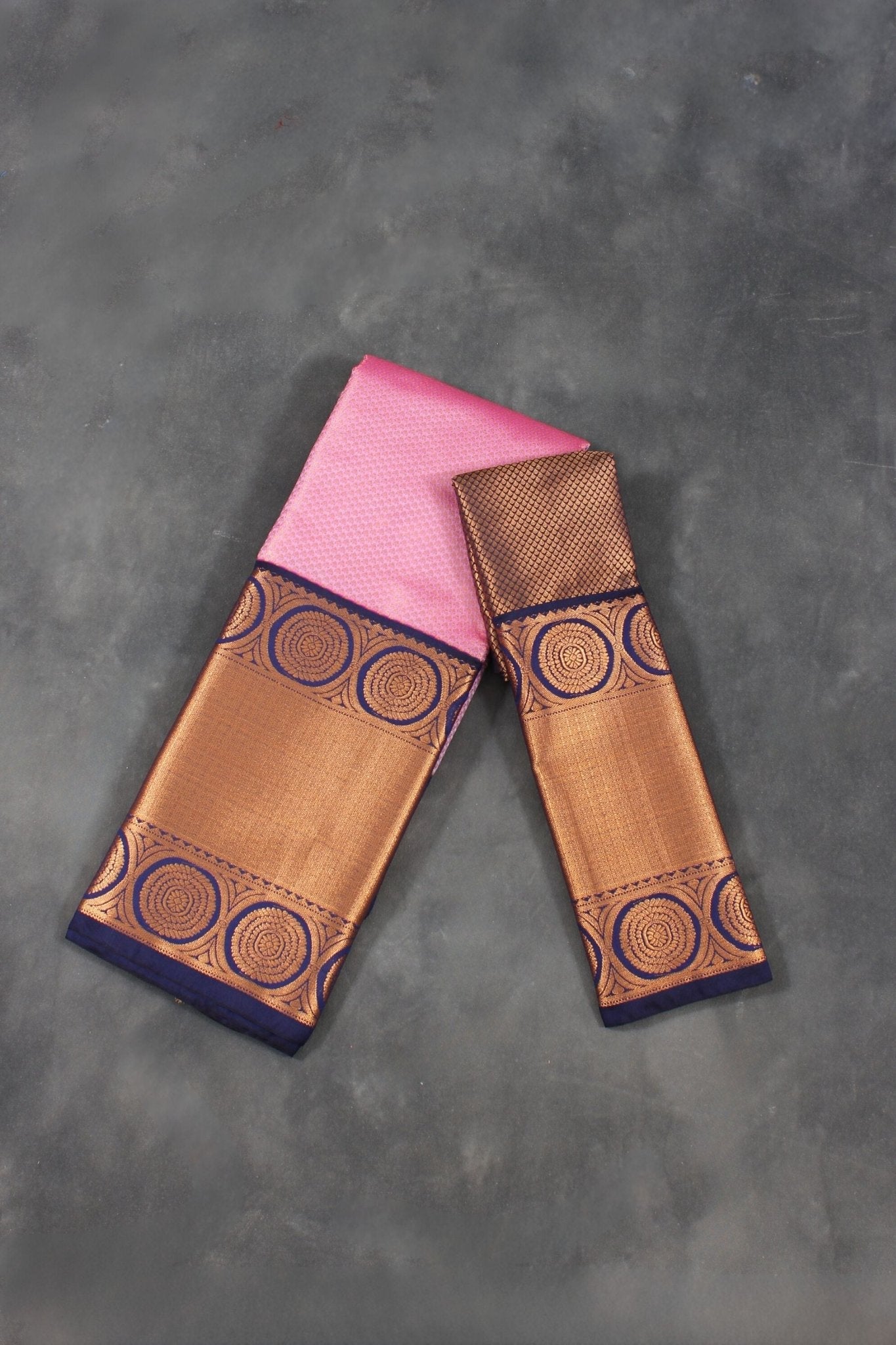 Purple Kanchipuram silk saree for South Indian naming ceremony