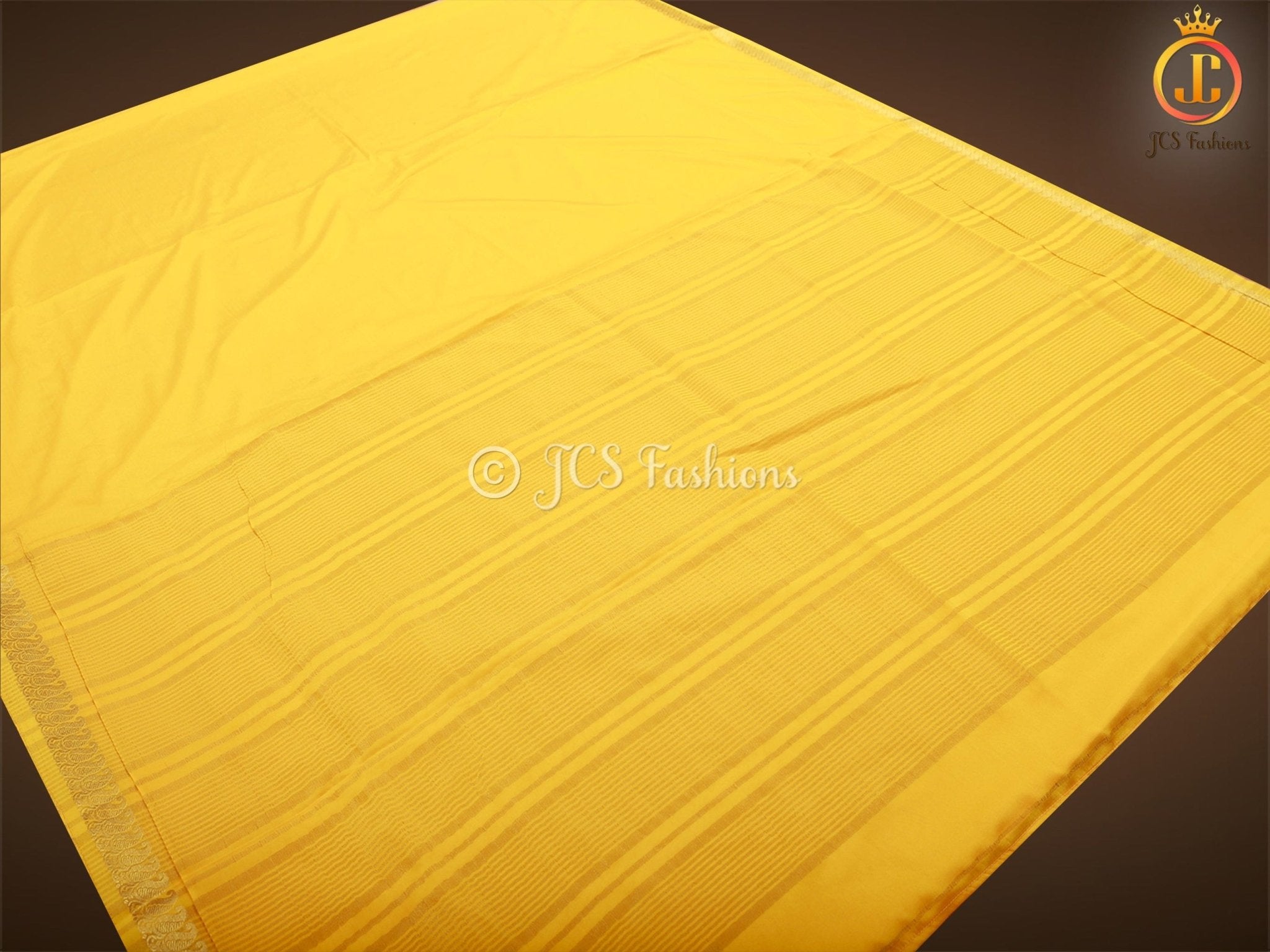 Pure Mysore silk saree in stunning yellow with traditional crepe weave