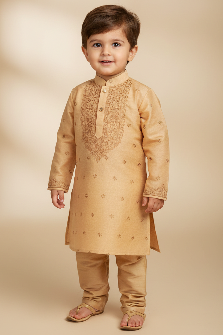 Boys' cream kurta pajama set — classic Indian ethnic wear for boys