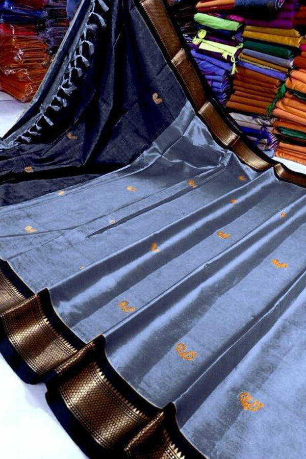 Elegant Paithani Cotton Silk Saree with Tassels and Latkans