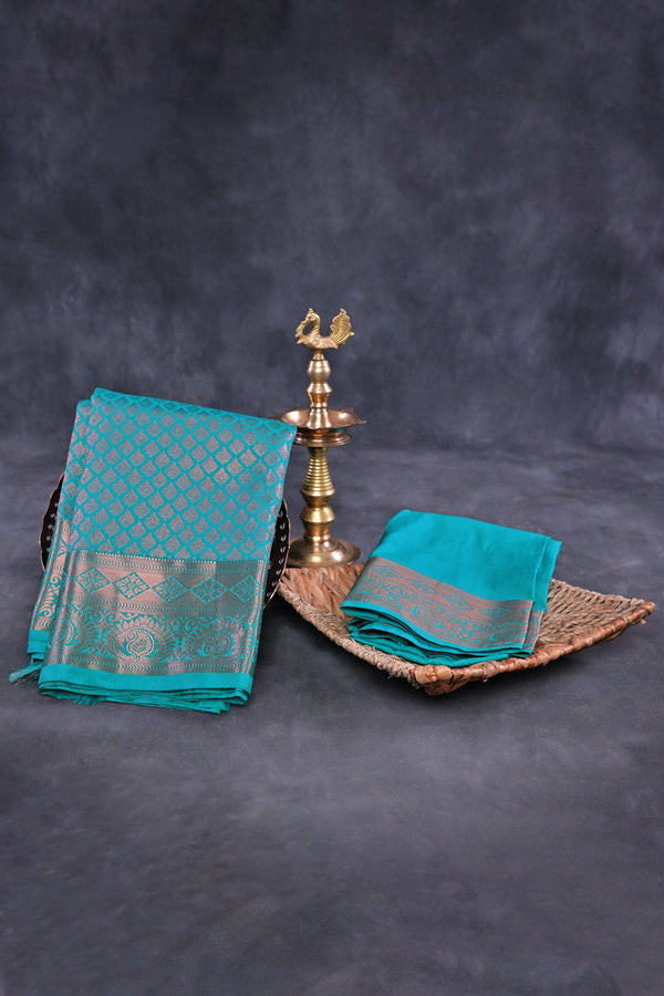 Opulent Kanchipuram Silk Saree with Golden Zari Weave by JCSFashions