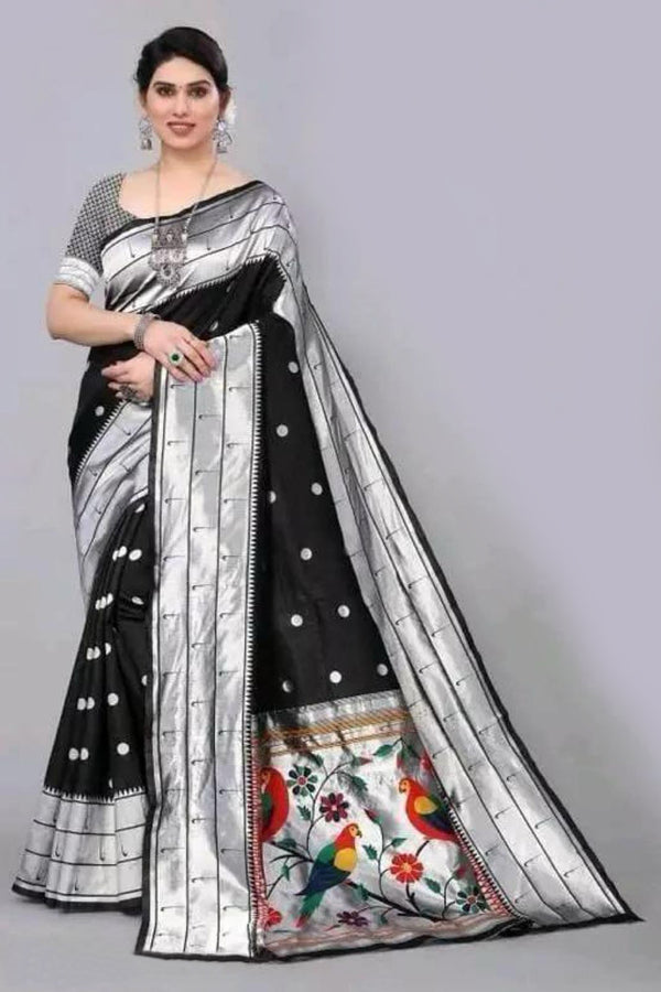 Exquisite Paithani Silk Saree with Parrot Pallu and Art Silk Blouse