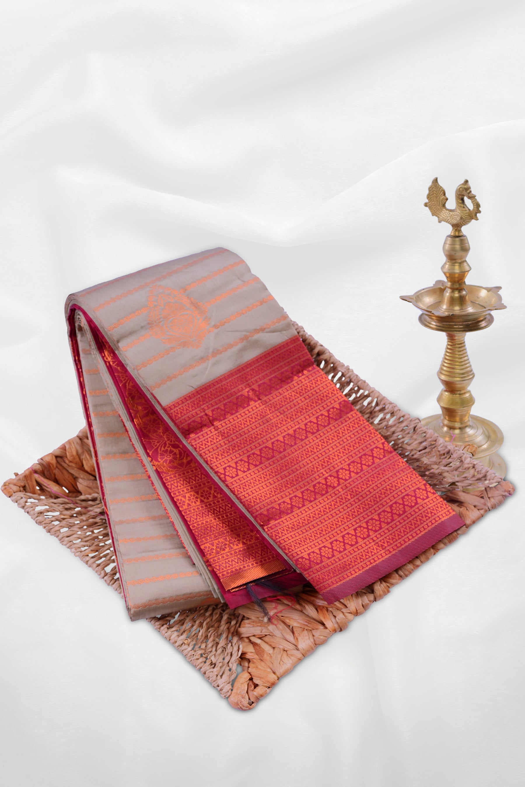 Grand Zari-Embellished Saree: Majestic Elegance for Special Occasions Saree JCS Fashions Dark beige 5.5 meters