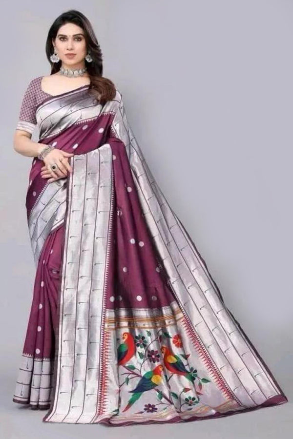 Exquisite Paithani Silk Saree with Zari Work and Parrot Design