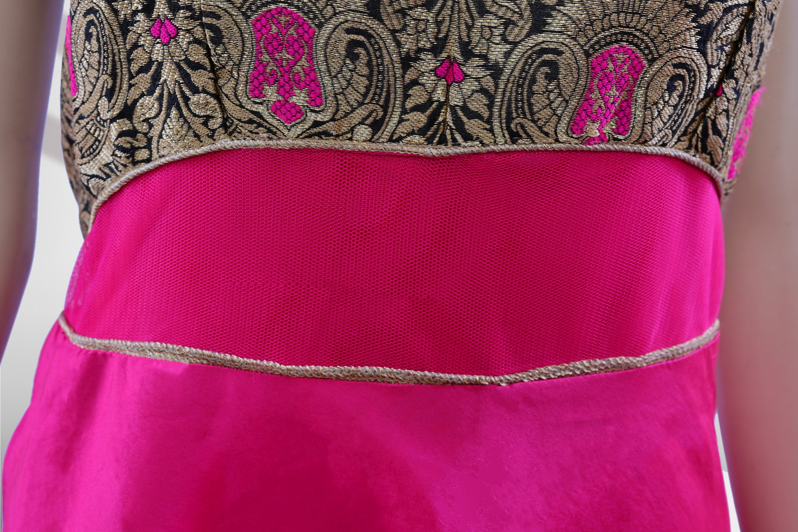 Silk Full Flare Anarkali Long Gown With Banarasi Brocade design KURTI JCS Fashions