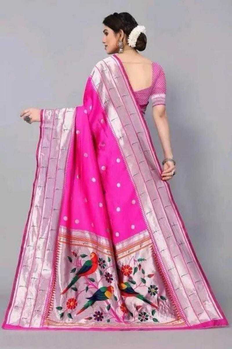 Traditional Elegance Paithani Silk Saree with Parrot Design Pallu