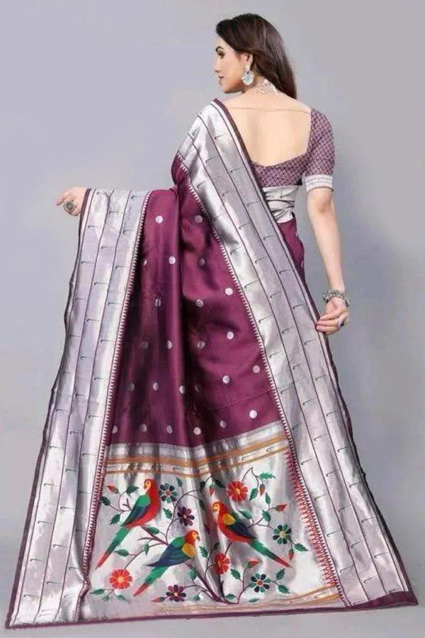 Exquisite Paithani Silk Saree with Zari Work and Parrot Design