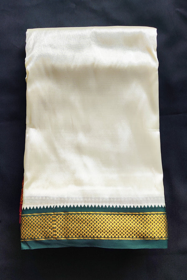 Men's Traditional Semi-Silk Dhoti with Elegant Ganga Jamuna Border