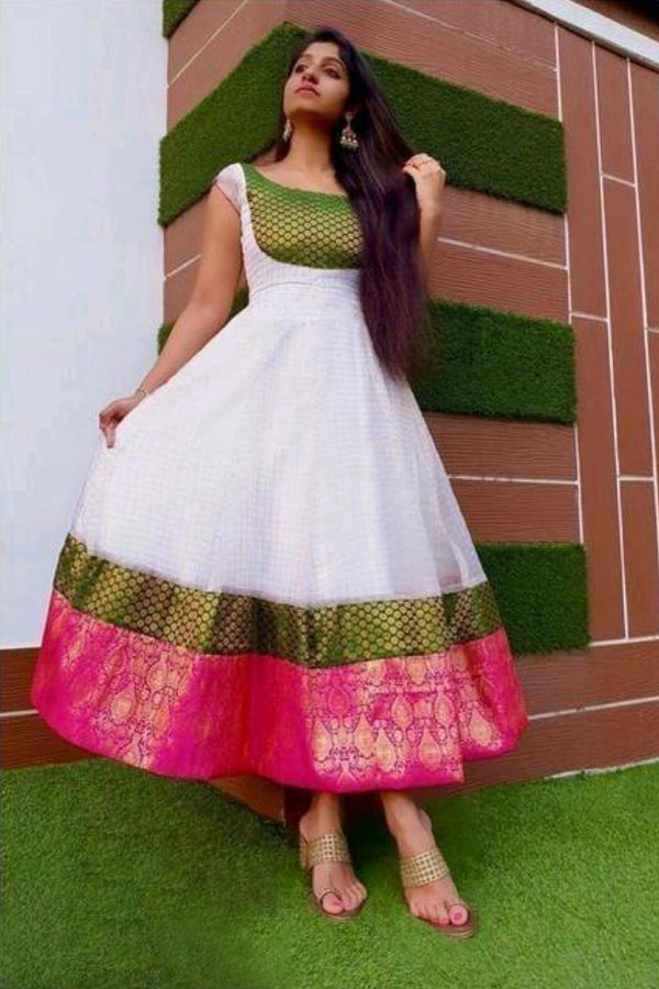Chic Chanderi Cotton Designer Gown Kurta for Women - Ethnic Elegance