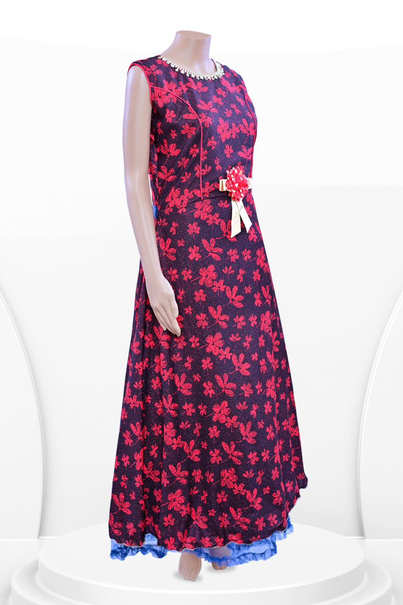Elegant Kurta Glitter Gown with Stylish Side belt and Glittery Detailing