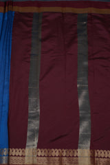 Silk Cotton Saree with Zari Border, Line Pallu and Stitched Blouse