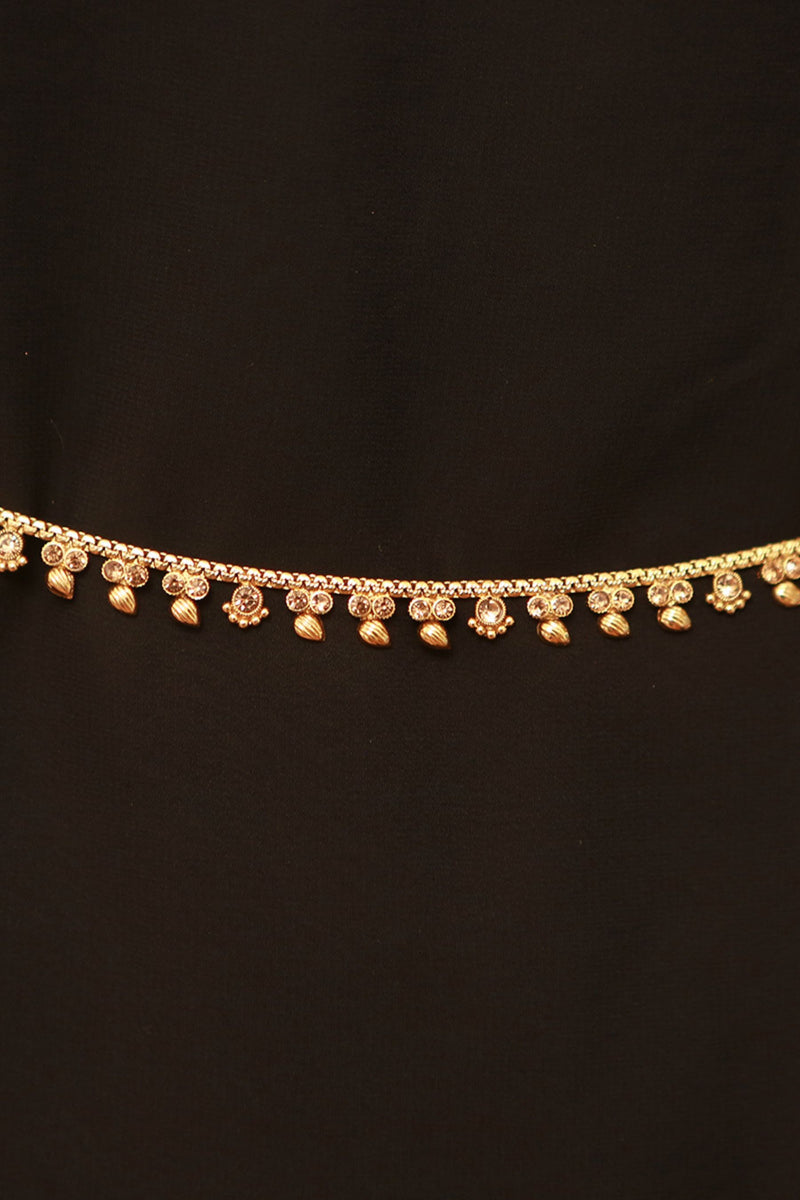 Adjustable White Stone Hip Chain, Matte Finish - Unique & Lightweight